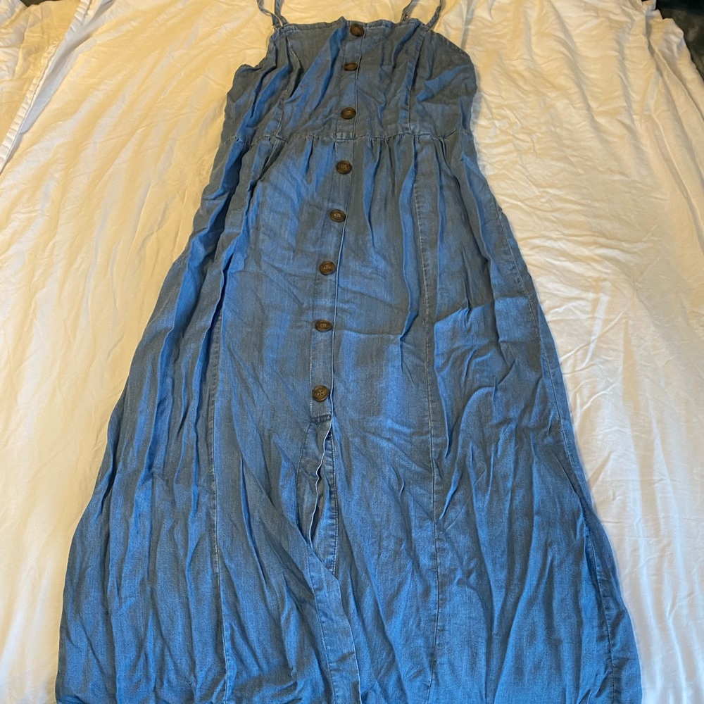 Casual blue button up dress